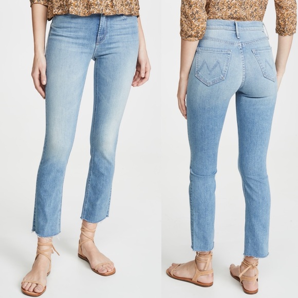 MOTHER Denim - MOTHER- The Mid Rise Dazzler Ankle Fray Light Wash Jackpot Jeans Size 27